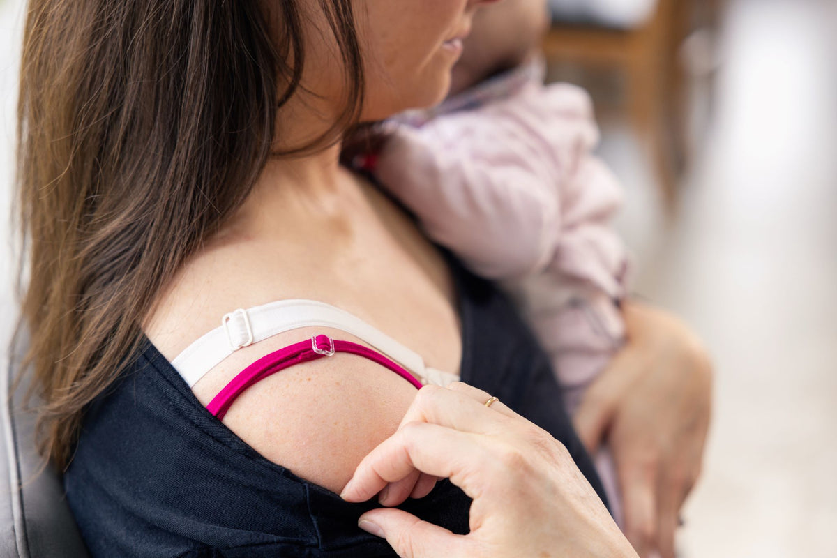 Breast Vest in pink showing shoulder straps
