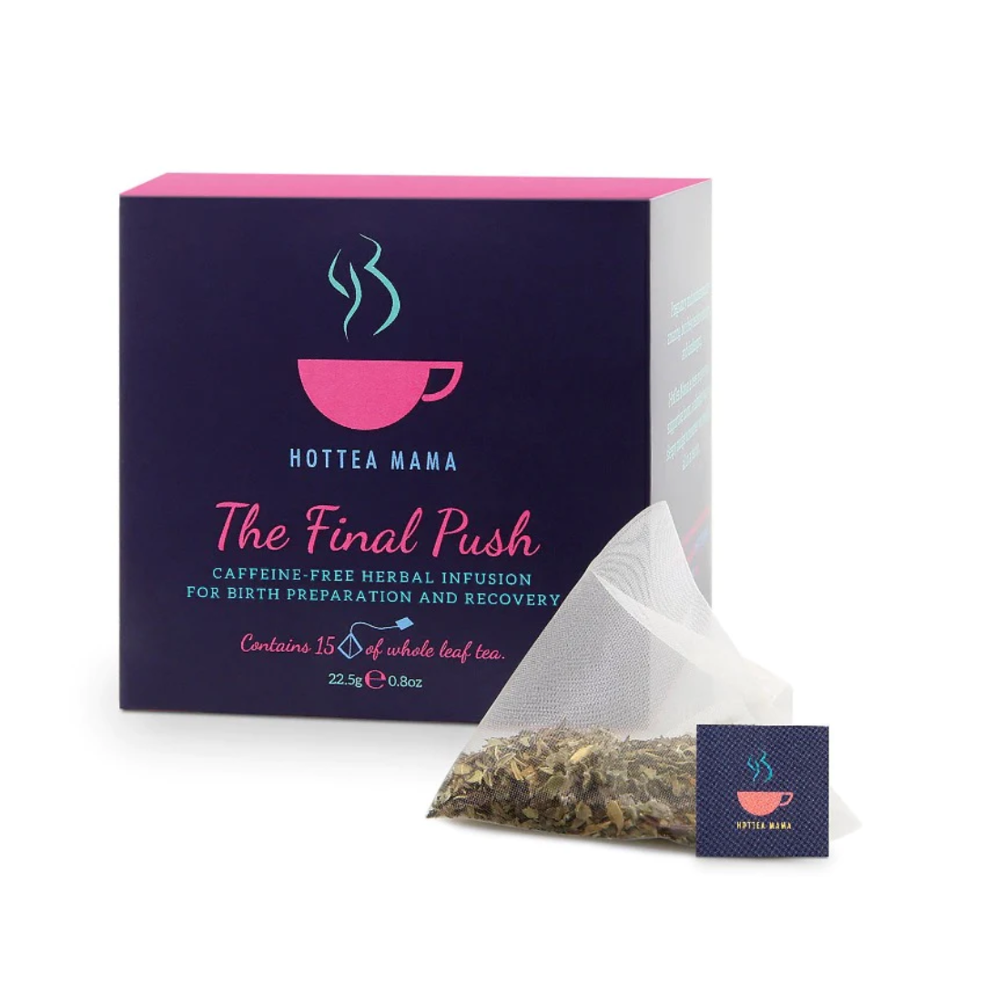 Raspberry Leaf Tea for Pregnancy with tea bag of loose herbal tea.