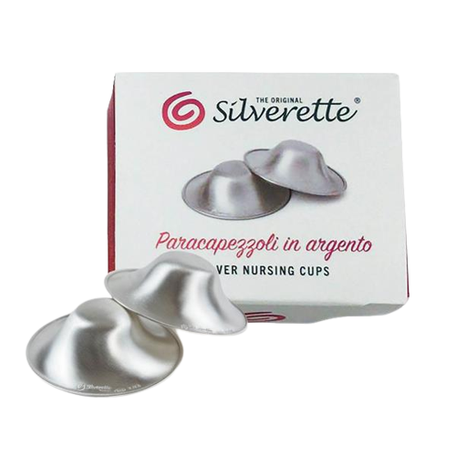 SILVERETTE ® are small cups crafted out of pure 925 silver that fit over and help to protect nipples while breastfeeding.