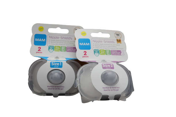 MAM Nipple Shields offer short-term support during breastfeeding by helping mothers who have difficulty latching baby.