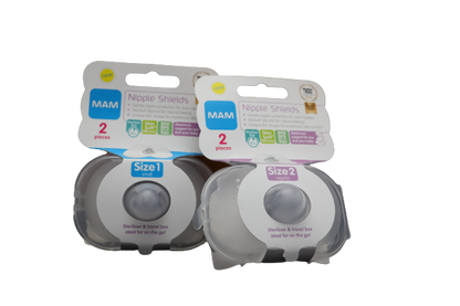 MAM Nipple Shields offer short-term support during breastfeeding by helping mothers who have difficulty latching baby. 