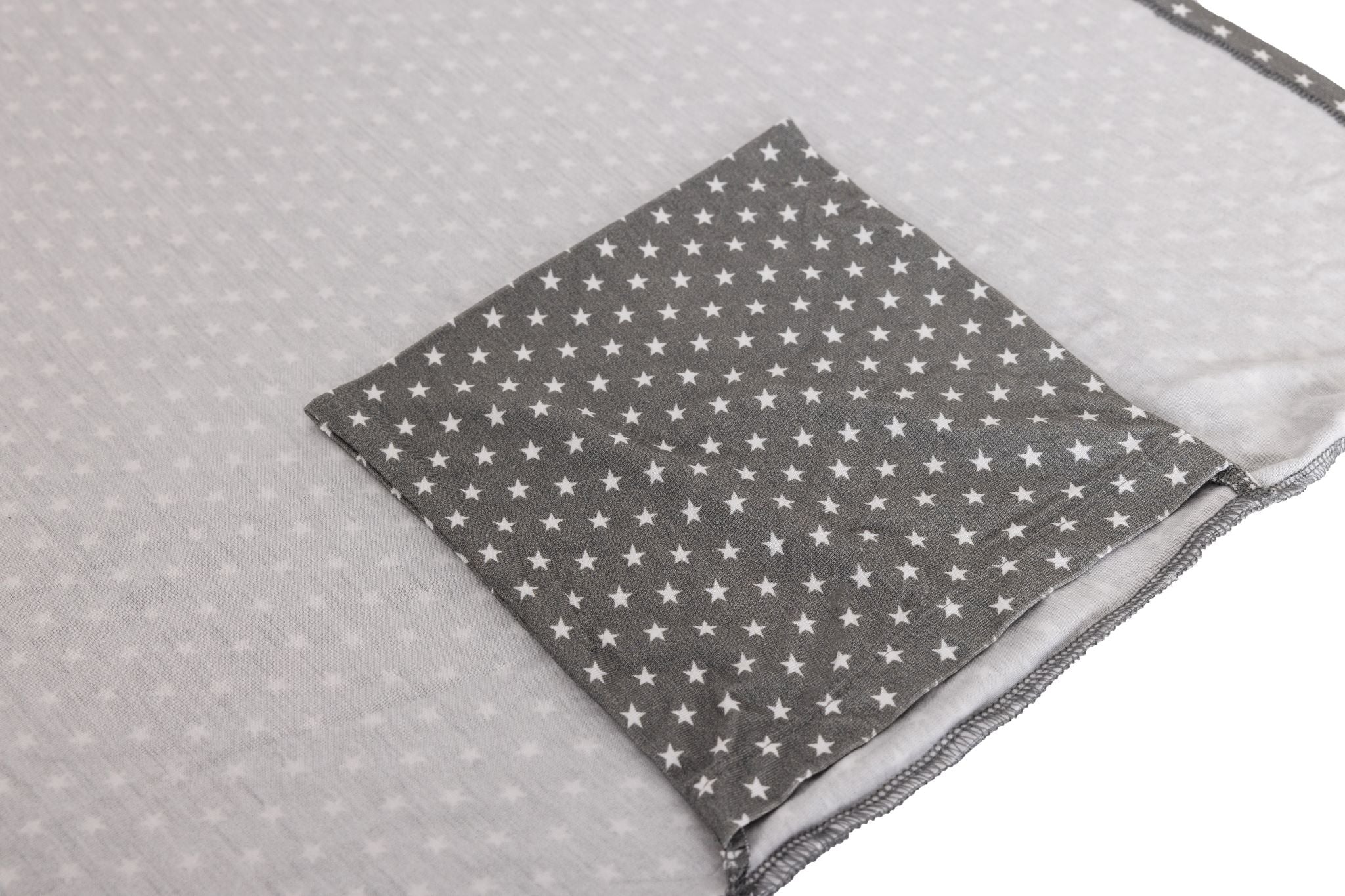 Breastfeeding Cover with folded pouch in grey and white star print