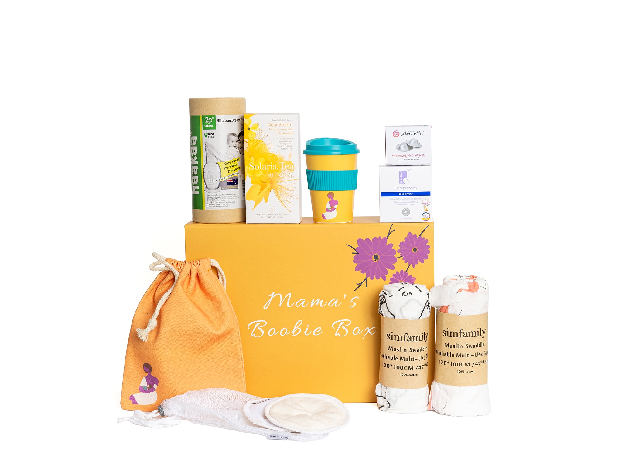 Twin Breastfeeding Gift Box with practical essentials for breastfeeding