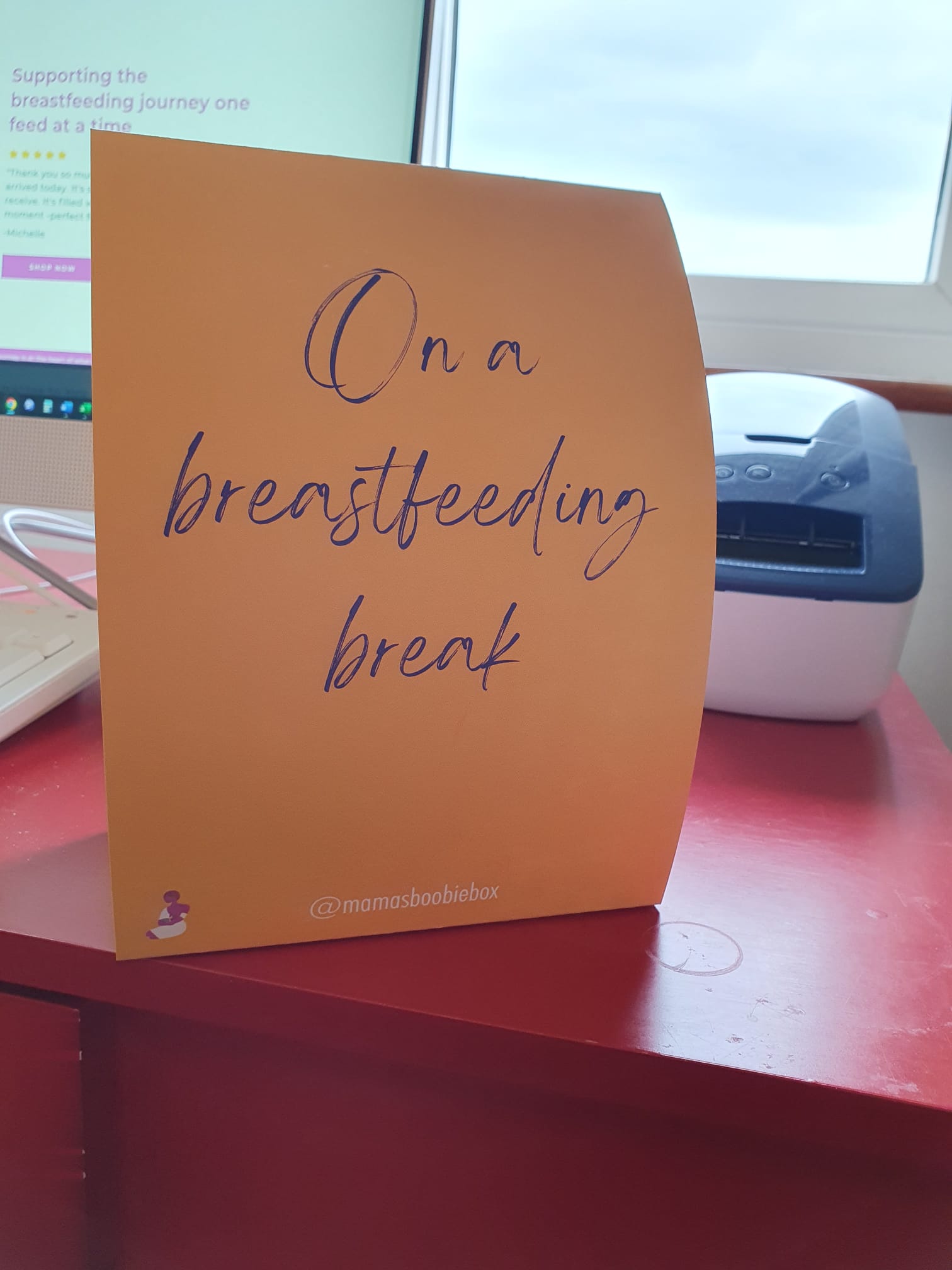 Breastfeeding Break display sign on desk- close up