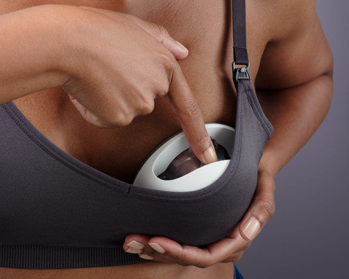 Elvie curve breast pump demo of use inside a women&