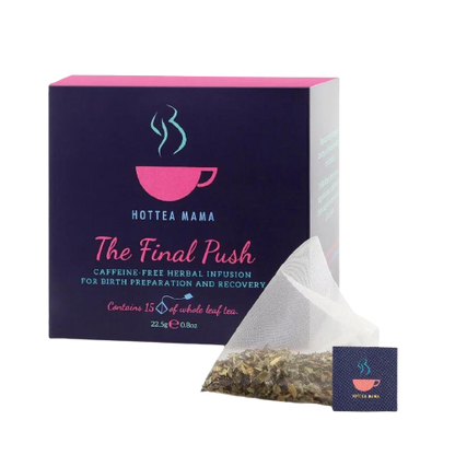 Raspberry Leaf Tea for Pregnancy with tea bag of loose herbal tea.
