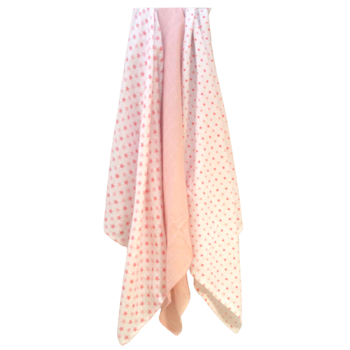 Made of 100% cotton these pink muslin squares are high quality, ultra-absorbent, soft and durable, 3 included.