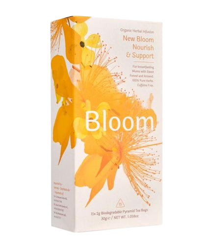 Solaris Bloom Breastfeeding tea to help support nursing mothers with a mix of natural herbs to boost lactation.